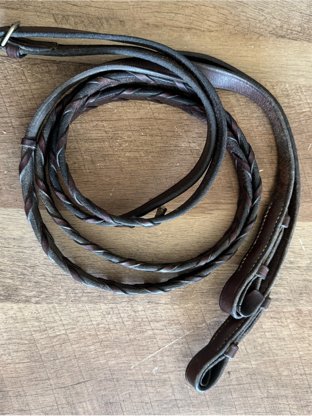 Brown Leather English Horseback Riding Reins Laced Braided Hunter Jumper Used
